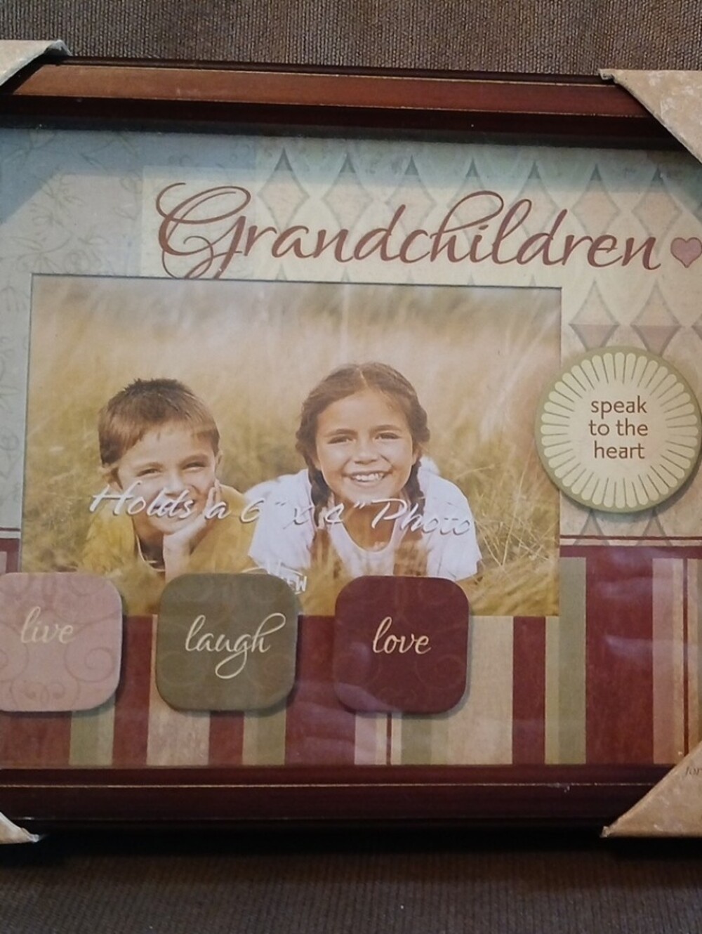 Grandchildren Photo Frame in Brown - Live Laugh Love Design